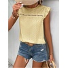 image:imageFloerns Womens Boho Eyelet Embroidery Ruffle Cap Sleeve T ShirtYellow