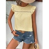 image:imageFloerns Womens Boho Eyelet Embroidery Ruffle Cap Sleeve T ShirtYellow