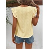 image:imageFloerns Womens Boho Eyelet Embroidery Ruffle Cap Sleeve T ShirtYellow