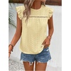 image:imageFloerns Womens Boho Eyelet Embroidery Ruffle Cap Sleeve T ShirtYellow