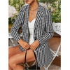 image:imageFloerns Womens Casual Long Sleeve Graphic Colorful Blazer Work Suit JacketBlack Houndstooth