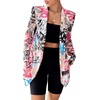 image:imageFloerns Womens Casual Long Sleeve Graphic Colorful Blazer Work Suit JacketBlack White Graffiti