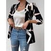 image:imageFloerns Womens Casual Long Sleeve Graphic Colorful Blazer Work Suit JacketBlack White Multi