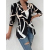 image:imageFloerns Womens Casual Long Sleeve Graphic Colorful Blazer Work Suit JacketBlack White Multi