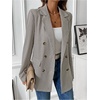 image:imageFloerns Womens Casual Long Sleeve Graphic Colorful Blazer Work Suit JacketCoffee Brown Gingham