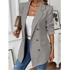 image:imageFloerns Womens Casual Long Sleeve Graphic Colorful Blazer Work Suit JacketCoffee Brown Gingham