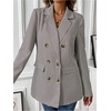 image:imageFloerns Womens Casual Long Sleeve Graphic Colorful Blazer Work Suit JacketCoffee Brown Gingham