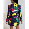 image:imageFloerns Womens Casual Long Sleeve Graphic Colorful Blazer Work Suit JacketPurple Green Multi