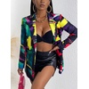 image:imageFloerns Womens Casual Long Sleeve Graphic Colorful Blazer Work Suit JacketPurple Green Multi