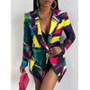 image:imageFloerns Womens Casual Long Sleeve Graphic Colorful Blazer Work Suit JacketPurple Green Multi