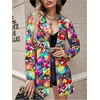 image:imageFloerns Womens Casual Long Sleeve Graphic Colorful Blazer Work Suit JacketPurple Multi