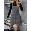 image:imageFloerns Womens Casual Tartan Print Zip Up Sleeveless Pinafore Overall DressGrey