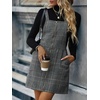 image:imageFloerns Womens Casual Tartan Print Zip Up Sleeveless Pinafore Overall DressGrey