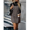 image:imageFloerns Womens Casual Tartan Print Zip Up Sleeveless Pinafore Overall DressKhaki