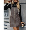 image:imageFloerns Womens Casual Tartan Print Zip Up Sleeveless Pinafore Overall DressKhaki