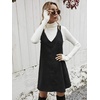 image:imageFloerns Womens Casual V Neck A Line Corduroy Pinafore Overall DressA Black