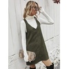 image:imageFloerns Womens Casual V Neck A Line Corduroy Pinafore Overall DressGreen