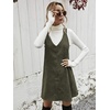 image:imageFloerns Womens Casual V Neck A Line Corduroy Pinafore Overall DressGreen