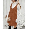 image:imageFloerns Womens Casual V Neck A Line Corduroy Pinafore Overall DressRust Brown Solid