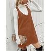 image:imageFloerns Womens Casual V Neck A Line Corduroy Pinafore Overall DressRust Brown Solid