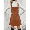 image:imageFloerns Womens Casual V Neck A Line Corduroy Pinafore Overall DressRust Brown Solid