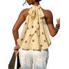 image:imageFloerns Womens Chiffon Bowknot Bubble Hem Sleeveless Halter Tank TopsApricot