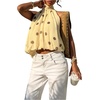 image:imageFloerns Womens Chiffon Bowknot Bubble Hem Sleeveless Halter Tank TopsApricot
