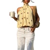 image:imageFloerns Womens Chiffon Bowknot Bubble Hem Sleeveless Halter Tank TopsApricot