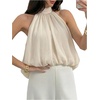 image:imageFloerns Womens Chiffon Bowknot Bubble Hem Sleeveless Halter Tank TopsBeige