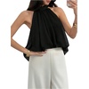 image:imageFloerns Womens Chiffon Bowknot Bubble Hem Sleeveless Halter Tank TopsBlack