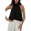image:imageFloerns Womens Chiffon Bowknot Bubble Hem Sleeveless Halter Tank TopsBlack