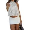 image:imageFloerns Womens Chiffon Bowknot Bubble Hem Sleeveless Halter Tank TopsBlack and White