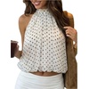 image:imageFloerns Womens Chiffon Bowknot Bubble Hem Sleeveless Halter Tank TopsBlack and White