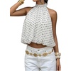 image:imageFloerns Womens Chiffon Bowknot Bubble Hem Sleeveless Halter Tank TopsBlack and White