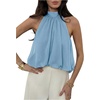 image:imageFloerns Womens Chiffon Bowknot Bubble Hem Sleeveless Halter Tank TopsBlue