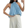 image:imageFloerns Womens Chiffon Bowknot Bubble Hem Sleeveless Halter Tank TopsBlue