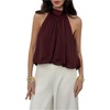 image:imageFloerns Womens Chiffon Bowknot Bubble Hem Sleeveless Halter Tank TopsCoffee Brown