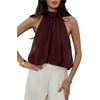 image:imageFloerns Womens Chiffon Bowknot Bubble Hem Sleeveless Halter Tank TopsCoffee Brown