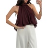 image:imageFloerns Womens Chiffon Bowknot Bubble Hem Sleeveless Halter Tank TopsCoffee Brown