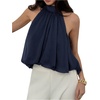image:imageFloerns Womens Chiffon Bowknot Bubble Hem Sleeveless Halter Tank TopsDark Blue