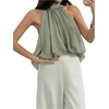 image:imageFloerns Womens Chiffon Bowknot Bubble Hem Sleeveless Halter Tank TopsOlive Green