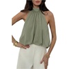 image:imageFloerns Womens Chiffon Bowknot Bubble Hem Sleeveless Halter Tank TopsOlive Green