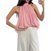 image:imageFloerns Womens Chiffon Bowknot Bubble Hem Sleeveless Halter Tank TopsPink
