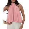 image:imageFloerns Womens Chiffon Bowknot Bubble Hem Sleeveless Halter Tank TopsPink