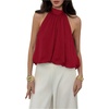 image:imageFloerns Womens Chiffon Bowknot Bubble Hem Sleeveless Halter Tank TopsRed