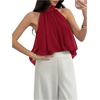 image:imageFloerns Womens Chiffon Bowknot Bubble Hem Sleeveless Halter Tank TopsRed