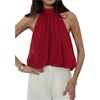 image:imageFloerns Womens Chiffon Bowknot Bubble Hem Sleeveless Halter Tank TopsRed