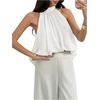 image:imageFloerns Womens Chiffon Bowknot Bubble Hem Sleeveless Halter Tank TopsWhite