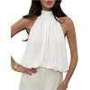 image:imageFloerns Womens Chiffon Bowknot Bubble Hem Sleeveless Halter Tank TopsWhite