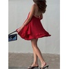image:imageFloerns Womens Chiffon Halter Dress Layered Ruffle Sleeveless Backless Mini Loose DressesRed